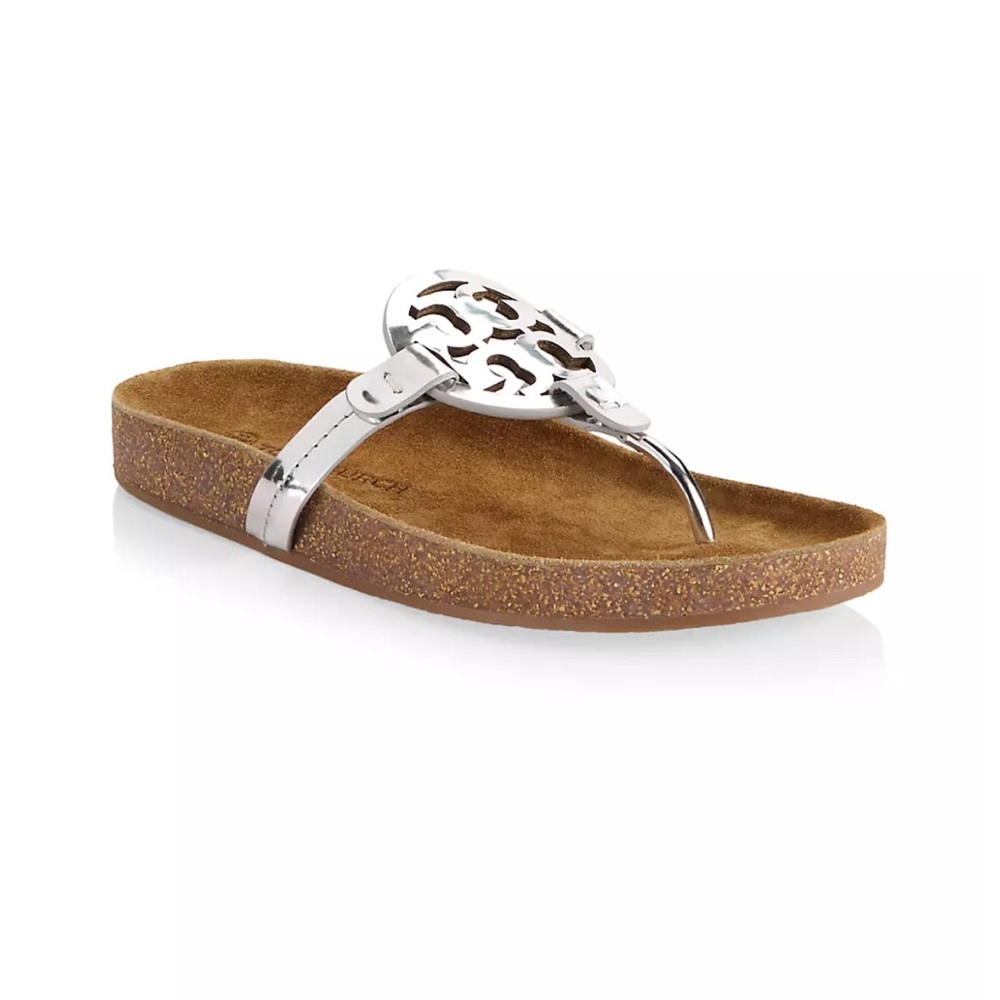 Tory Burch Miller Cloud Metallic Leather thong sandal 7